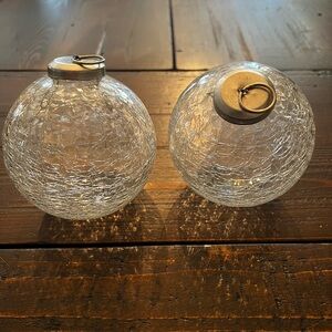Elegant Silver Crackle Glass Orbs (Set of 2)